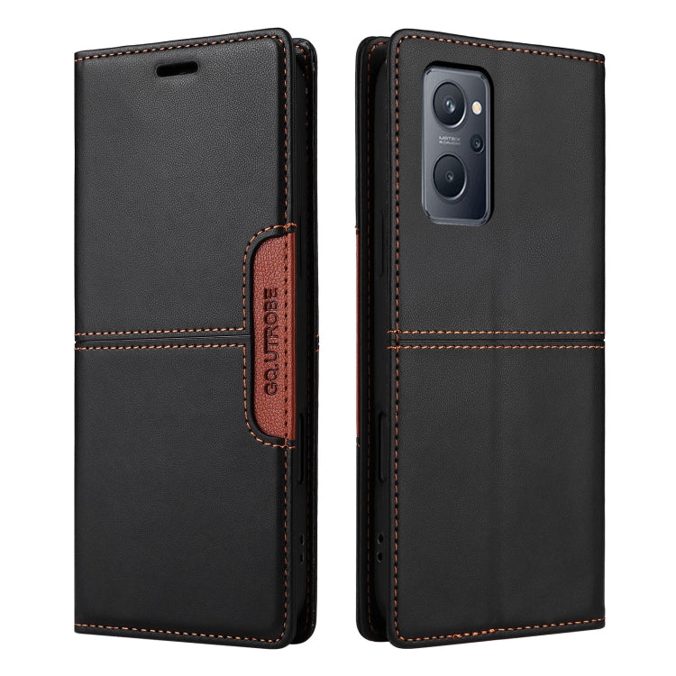 For Realme 9i GQUTROBE G01 RFID Anti-theft Leather Phone Case(Black)