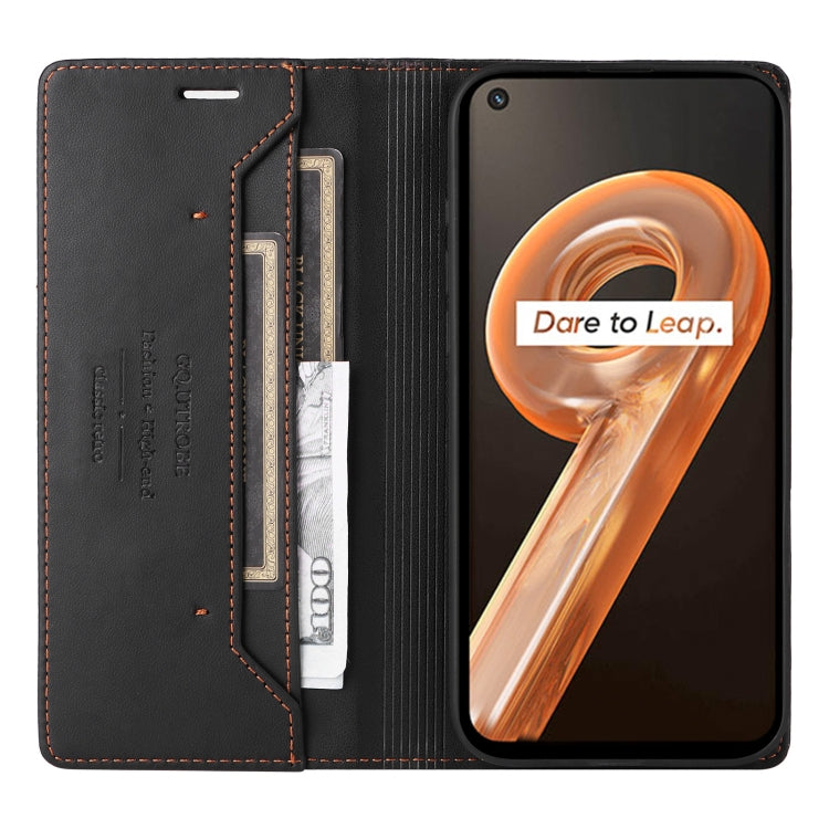 For Realme 9i GQUTROBE G01 RFID Anti-theft Leather Phone Case(Black)