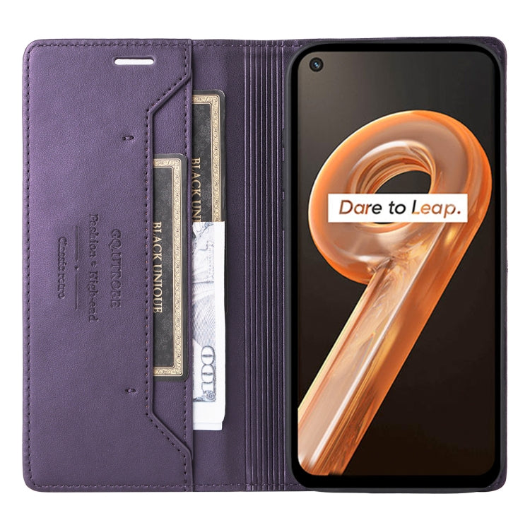 For Realme 9i GQUTROBE G01 RFID Anti-theft Leather Phone Case(Purple)