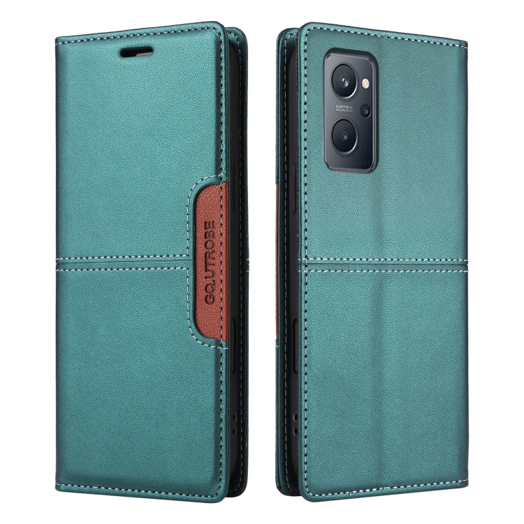 For Realme 9i GQUTROBE G01 RFID Anti-theft Leather Phone Case(Green)