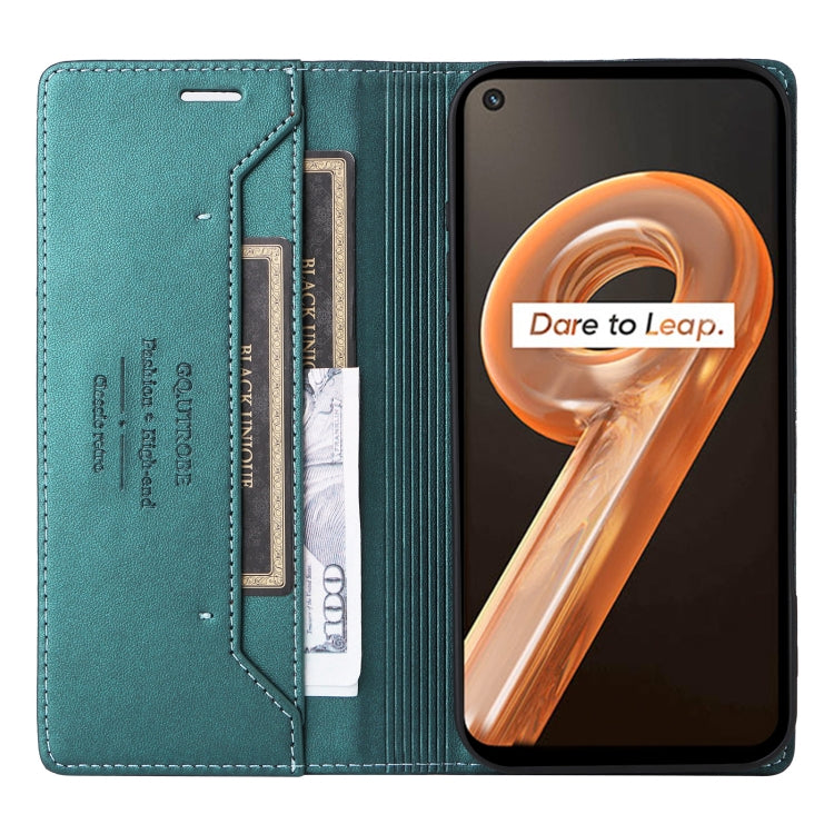 For Realme 9i GQUTROBE G01 RFID Anti-theft Leather Phone Case(Green)