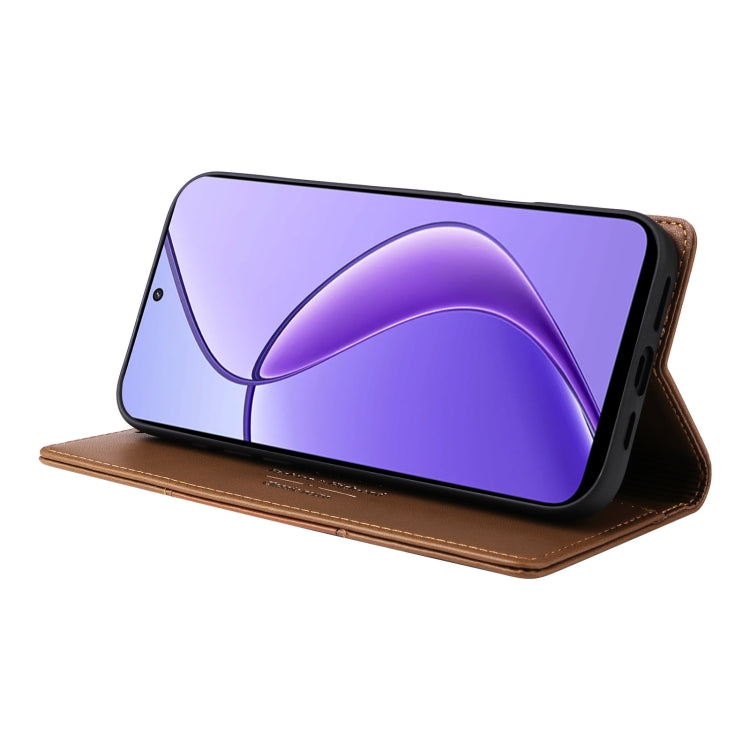 For Realme 12 5G / 12 Lite GQUTROBE G01 RFID Anti-theft Leather Phone Case(Brown)