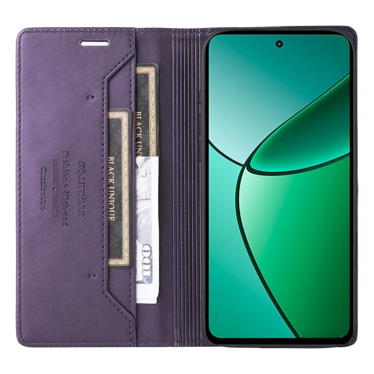 For Realme 12+ GQUTROBE G01 RFID Anti-theft Leather Phone Case(Purple)