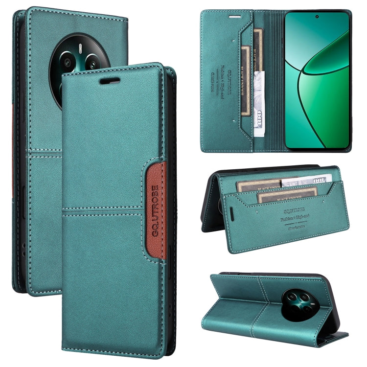 For Realme 12+ GQUTROBE G01 RFID Anti-theft Leather Phone Case(Green)
