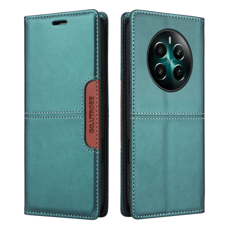 For Realme 12+ GQUTROBE G01 RFID Anti-theft Leather Phone Case(Green)