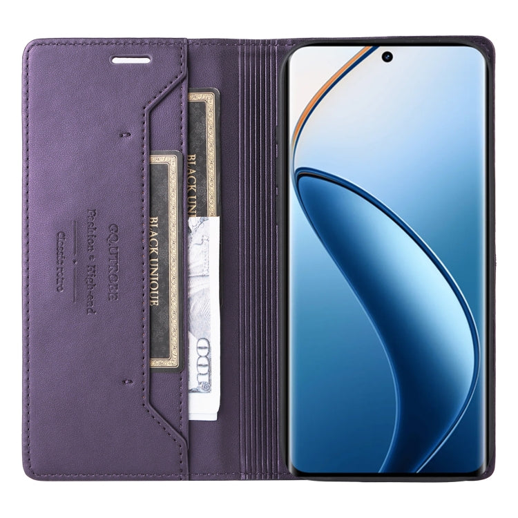For Realme 12 Pro+ GQUTROBE G01 RFID Anti-theft Leather Phone Case(Purple)