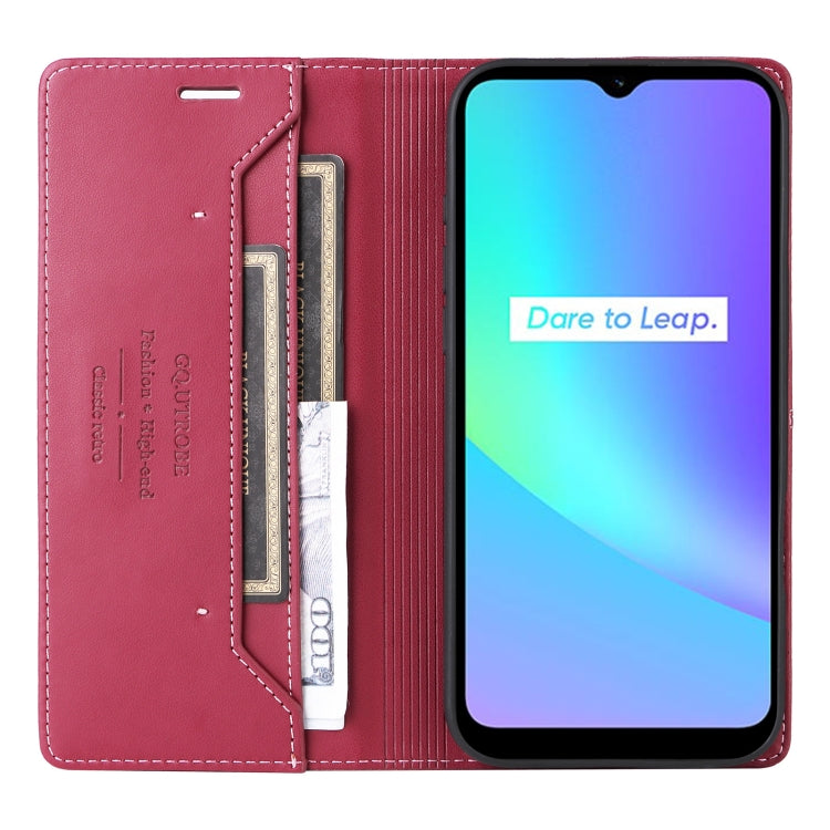 For Realme C15 GQUTROBE G01 RFID Anti-theft Leather Phone Case(Red)