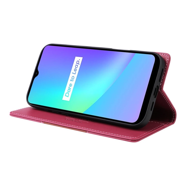 For Realme C15 GQUTROBE G01 RFID Anti-theft Leather Phone Case(Red)