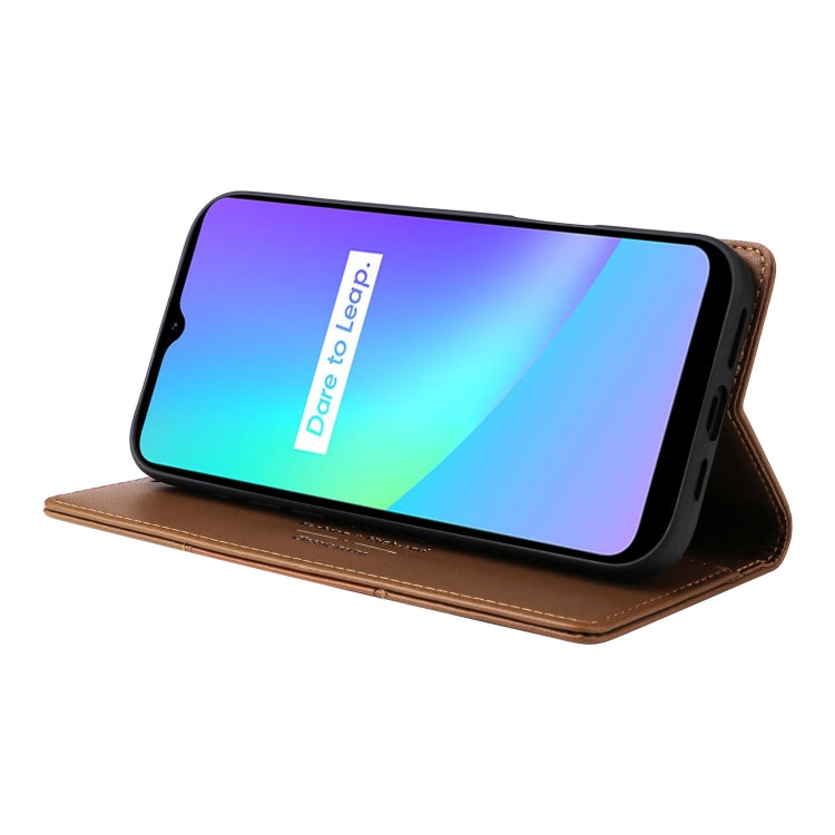 For Realme C15 GQUTROBE G01 RFID Anti-theft Leather Phone Case(Brown)
