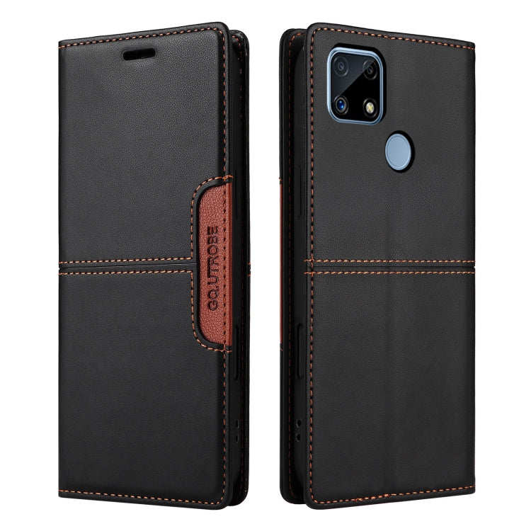 For Realme C15 GQUTROBE G01 RFID Anti-theft Leather Phone Case(Black)