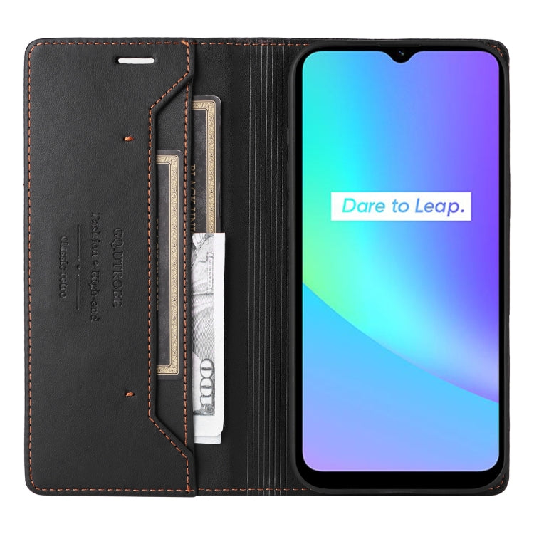 For Realme C15 GQUTROBE G01 RFID Anti-theft Leather Phone Case(Black)