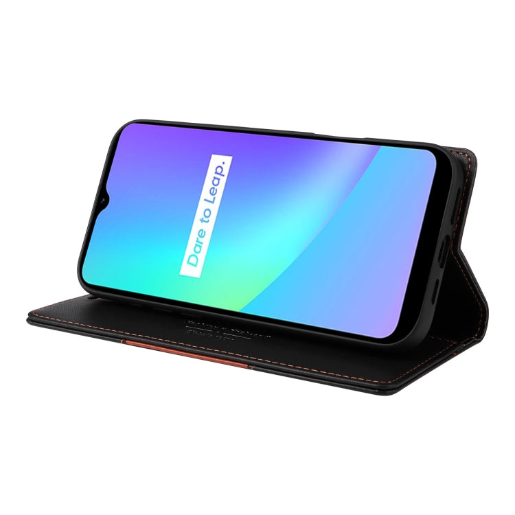For Realme C15 GQUTROBE G01 RFID Anti-theft Leather Phone Case(Black)