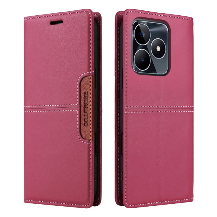 For Realme C53 4G GQUTROBE G01 RFID Anti-theft Leather Phone Case(Red)