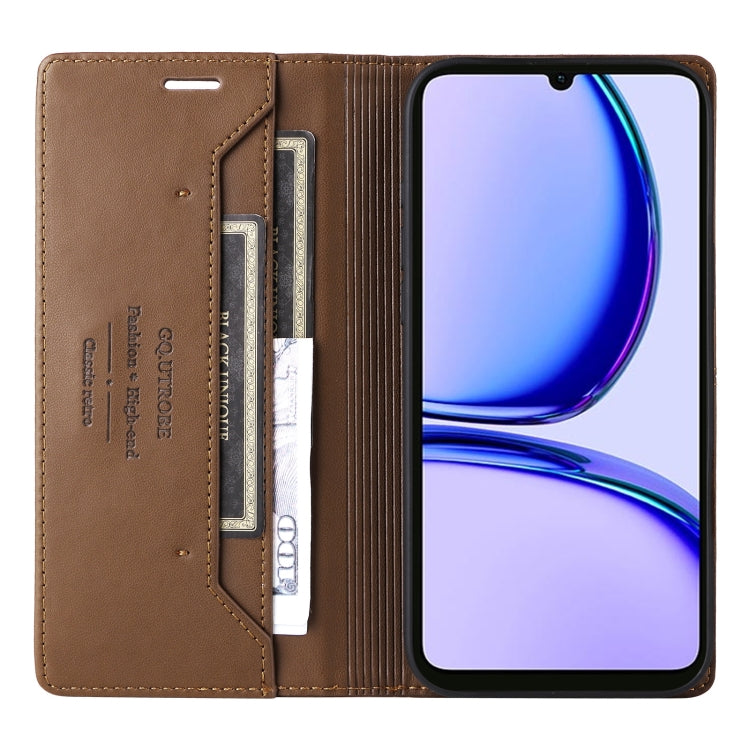 For Realme C53 4G GQUTROBE G01 RFID Anti-theft Leather Phone Case(Brown)