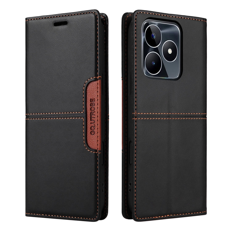 For Realme C53 4G GQUTROBE G01 RFID Anti-theft Leather Phone Case(Black)