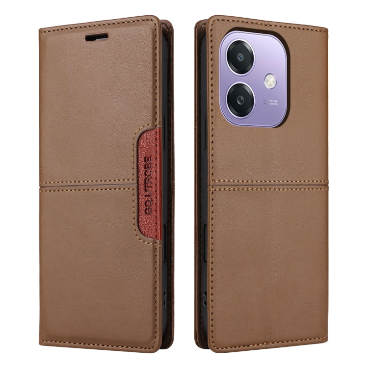 For OPPO A3x 5G / 4G GQUTROBE G01 RFID Anti-theft Leather Phone Case(Brown)