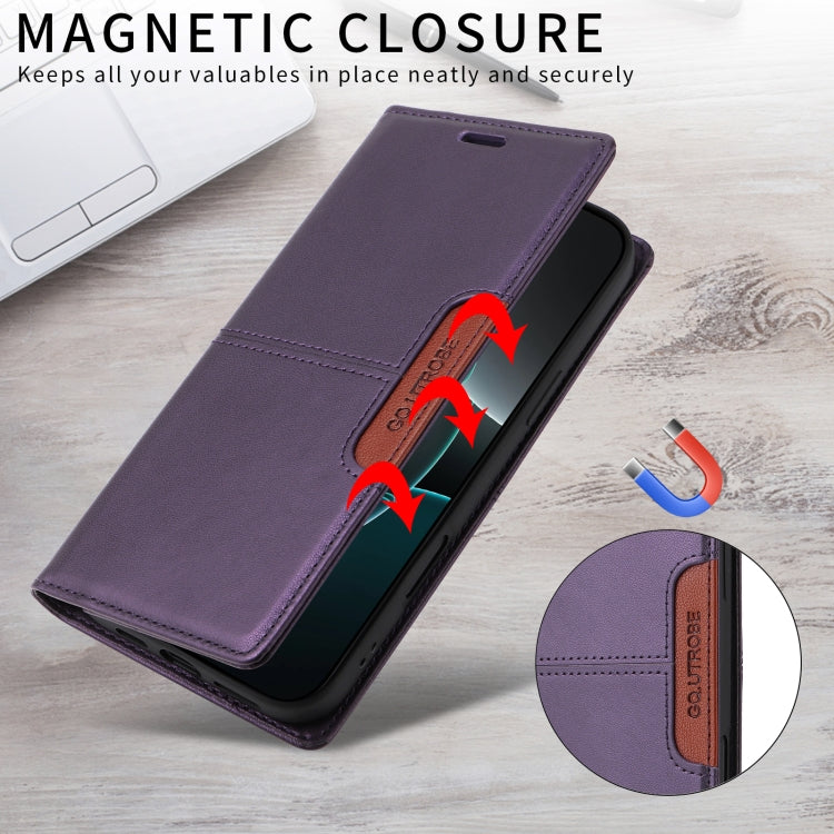 For OPPO A3x 5G / 4G GQUTROBE G01 RFID Anti-theft Leather Phone Case(Purple)