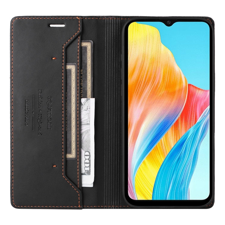 For OPPO A38 4G / A18 GQUTROBE G01 RFID Anti-theft Leather Phone Case(Black)