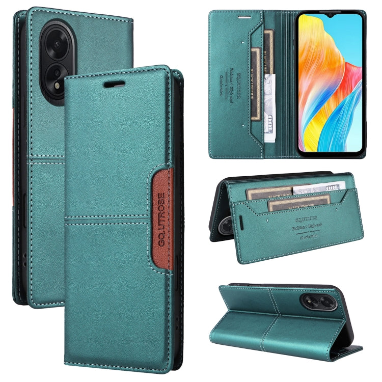 For OPPO A38 4G / A18 GQUTROBE G01 RFID Anti-theft Leather Phone Case(Green)