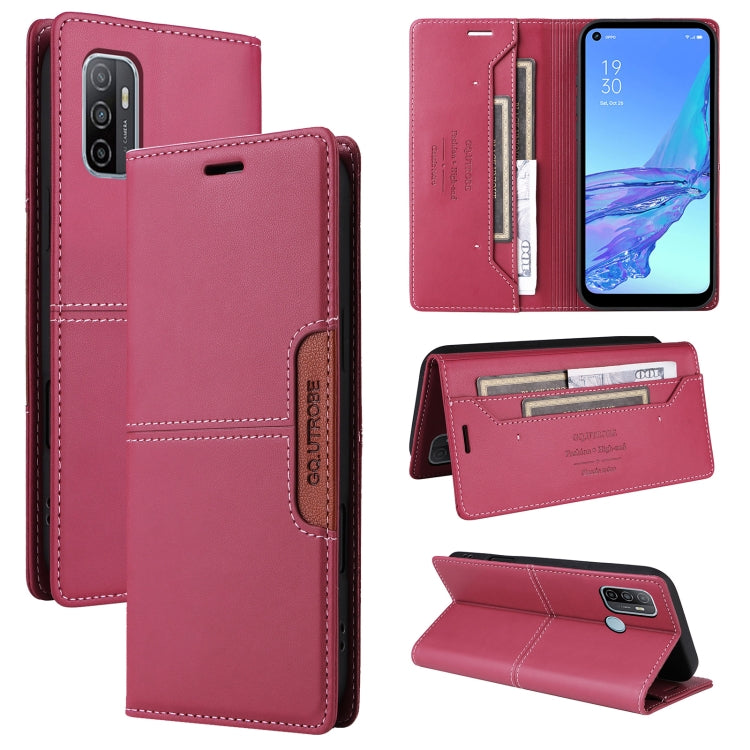 For OPPO A53 / A53s GQUTROBE G01 RFID Anti-theft Leather Phone Case(Red)