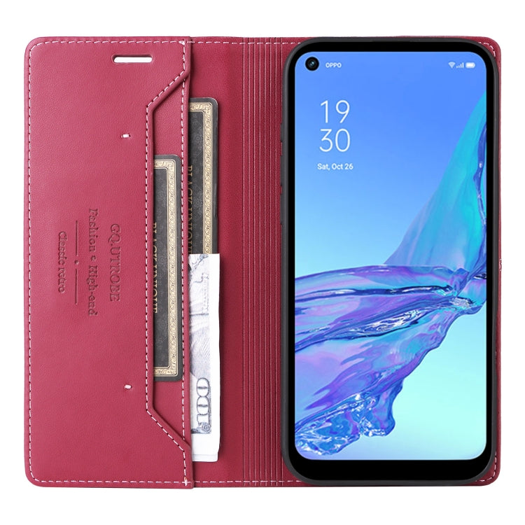 For OPPO A53 / A53s GQUTROBE G01 RFID Anti-theft Leather Phone Case(Red)