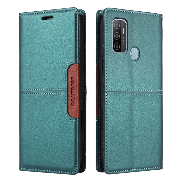 For OPPO A53 / A53s GQUTROBE G01 RFID Anti-theft Leather Phone Case(Green)