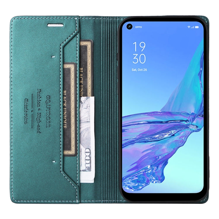 For OPPO A53 / A53s GQUTROBE G01 RFID Anti-theft Leather Phone Case(Green)