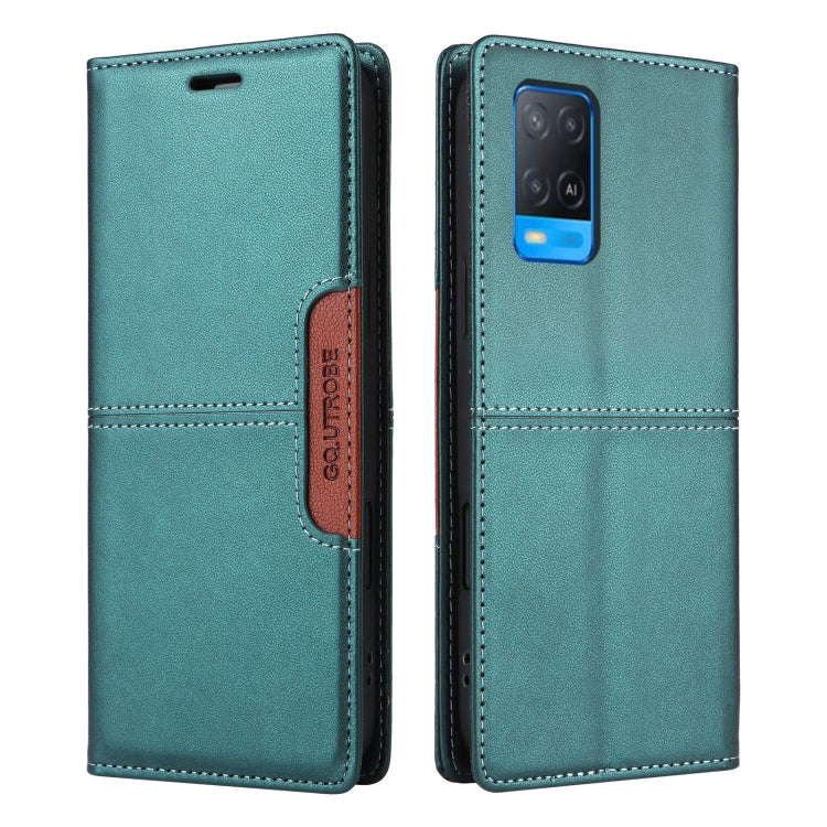 For OPPO A54 4G / A16 GQUTROBE G01 RFID Anti-theft Leather Phone Case(Green)