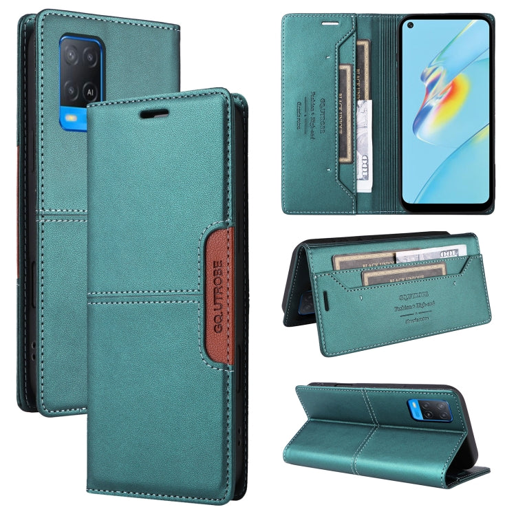 For OPPO A54 4G / A16 GQUTROBE G01 RFID Anti-theft Leather Phone Case(Green)