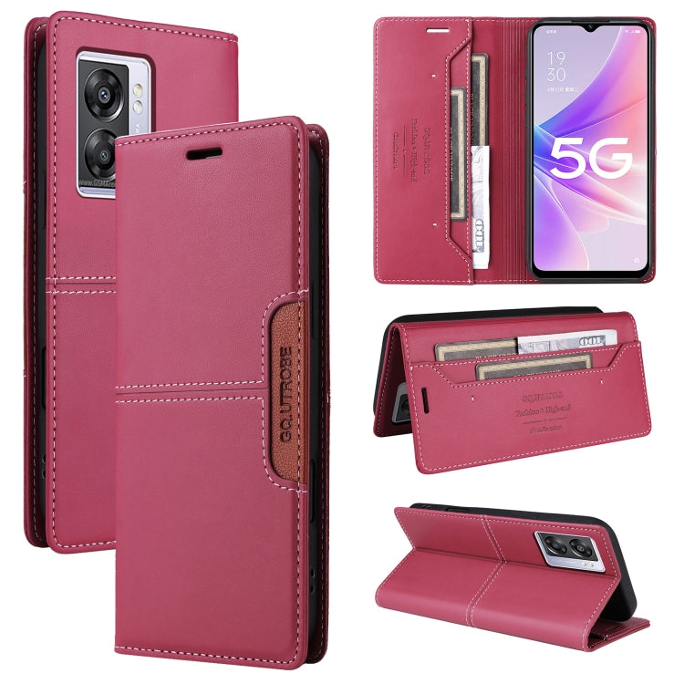 For OPPO A57 5G / A77 5G GQUTROBE G01 RFID Anti-theft Leather Phone Case(Red)