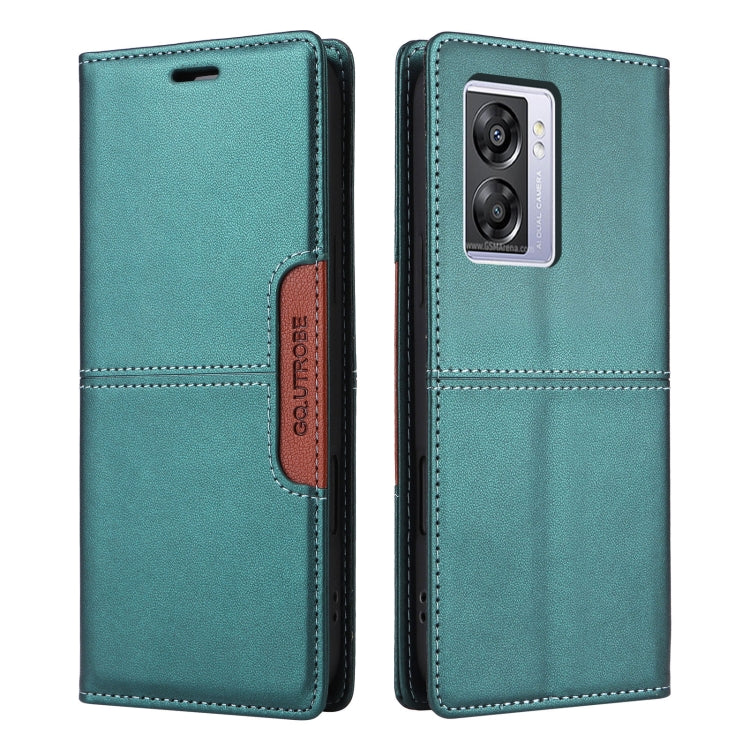 For OPPO A57 5G / A77 5G GQUTROBE G01 RFID Anti-theft Leather Phone Case(Green)