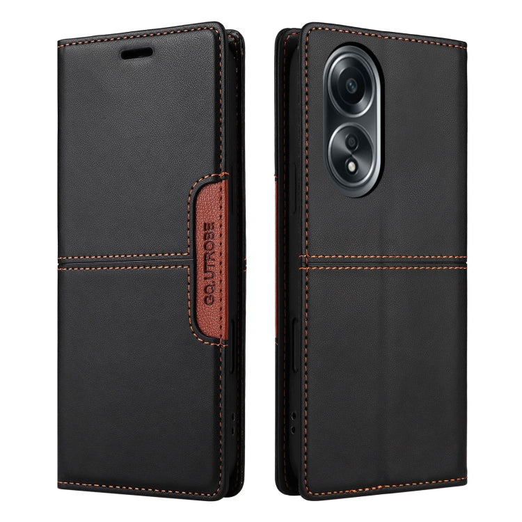 For OPPO A58 4G GQUTROBE G01 RFID Anti-theft Leather Phone Case(Black)