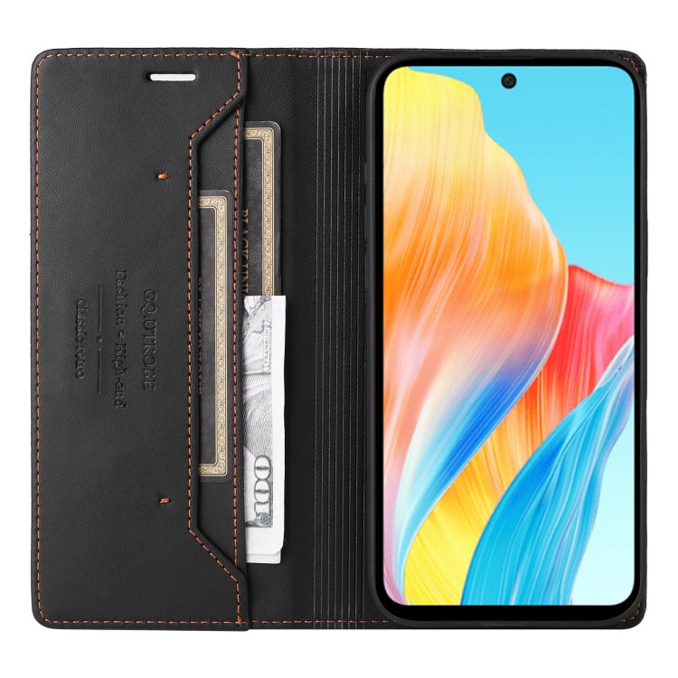 For OPPO A58 4G GQUTROBE G01 RFID Anti-theft Leather Phone Case(Black)