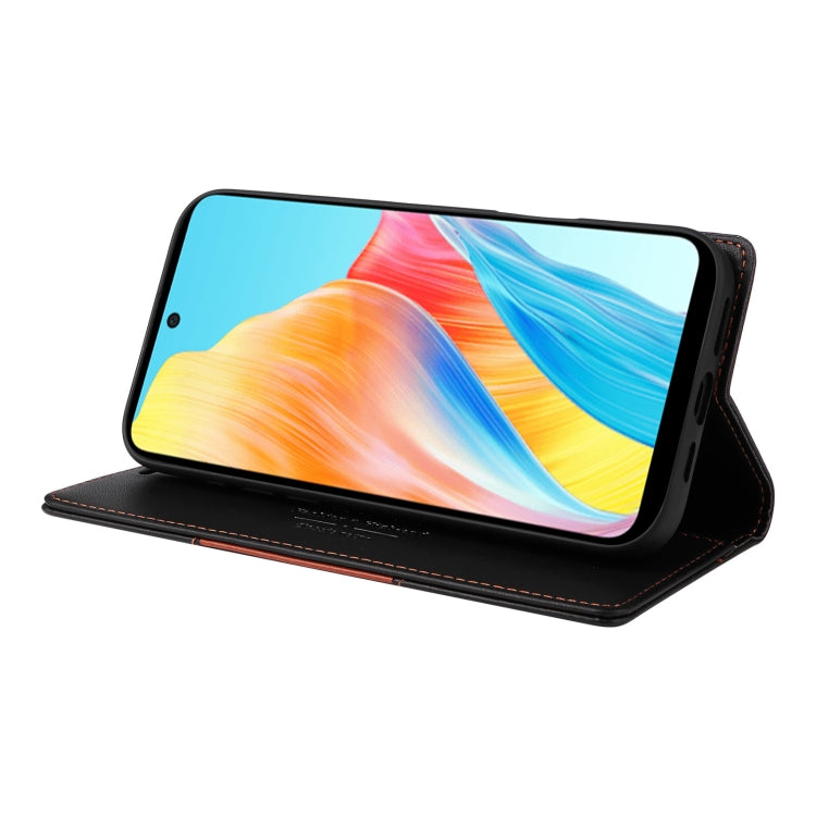 For OPPO A58 4G GQUTROBE G01 RFID Anti-theft Leather Phone Case(Black)