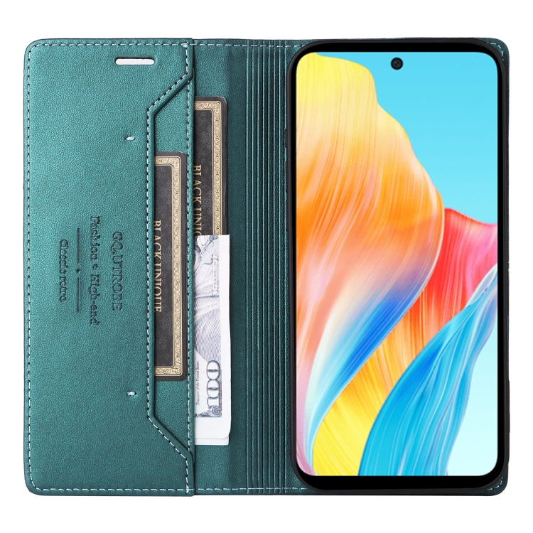 For OPPO A58 4G GQUTROBE G01 RFID Anti-theft Leather Phone Case(Green)
