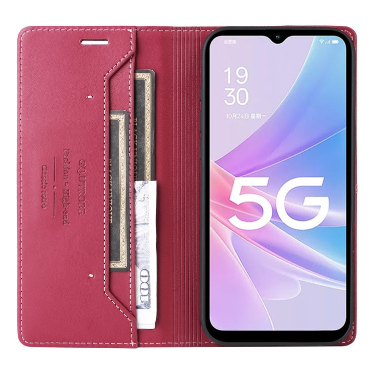 For OPPO A58 5G GQUTROBE G01 RFID Anti-theft Leather Phone Case(Red)