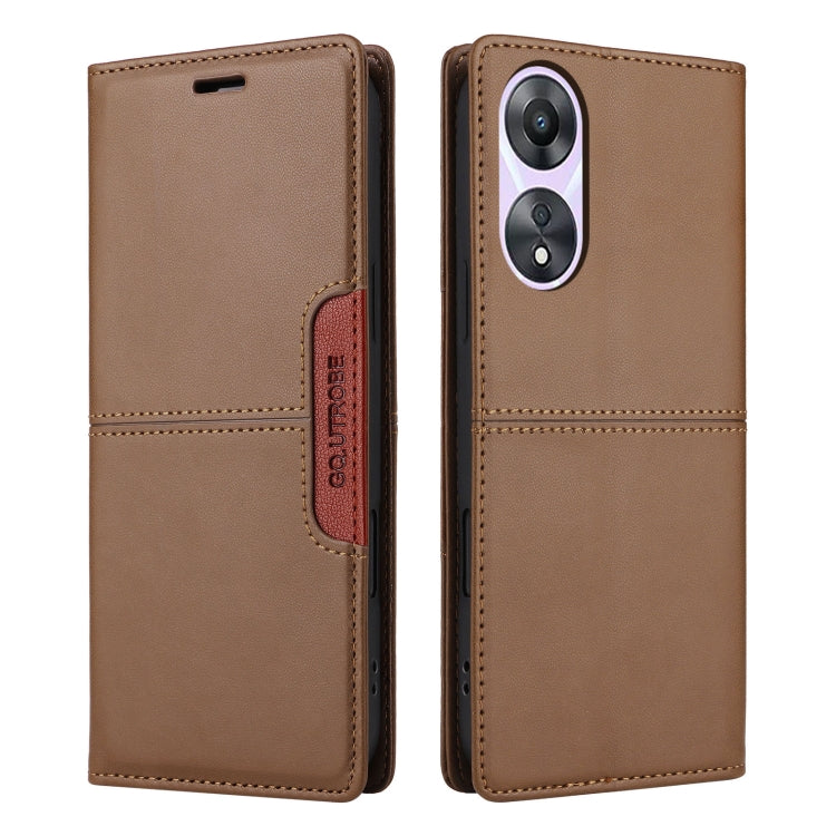 For OPPO A58 5G GQUTROBE G01 RFID Anti-theft Leather Phone Case(Brown)