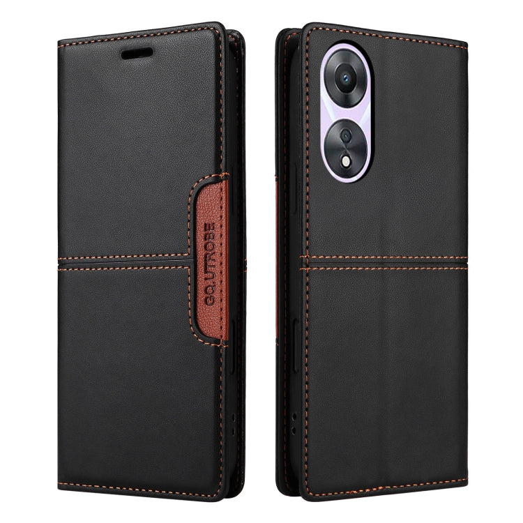 For OPPO A58 5G GQUTROBE G01 RFID Anti-theft Leather Phone Case(Black)