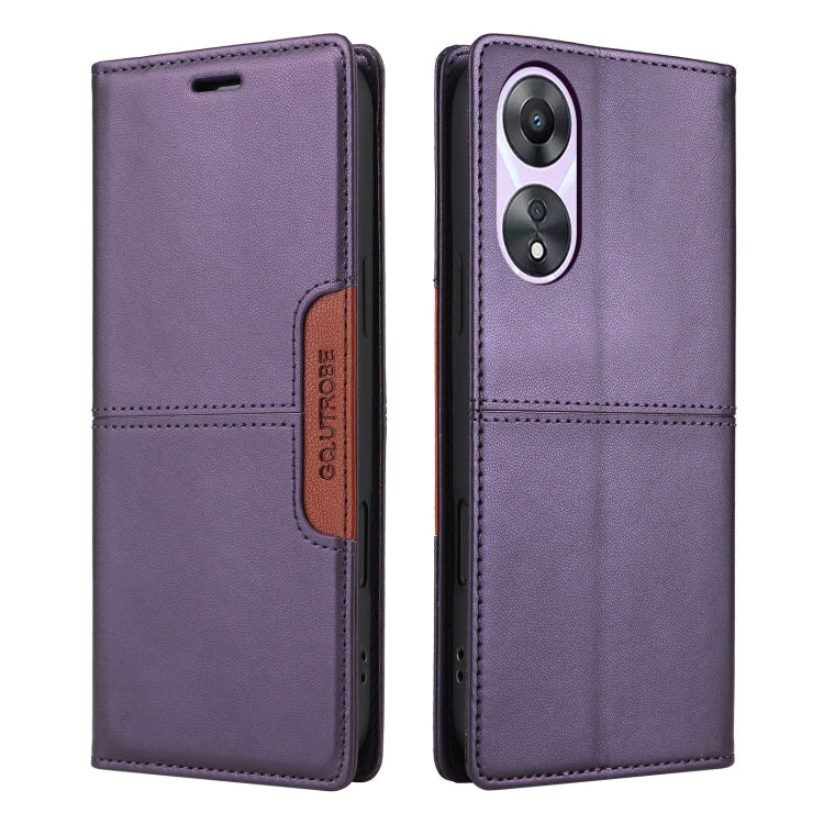 For OPPO A58 5G GQUTROBE G01 RFID Anti-theft Leather Phone Case(Purple)