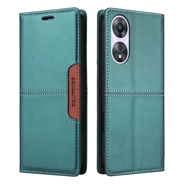 For OPPO A58 5G GQUTROBE G01 RFID Anti-theft Leather Phone Case(Green)