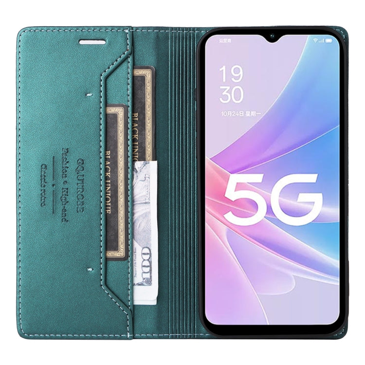 For OPPO A58 5G GQUTROBE G01 RFID Anti-theft Leather Phone Case(Green)