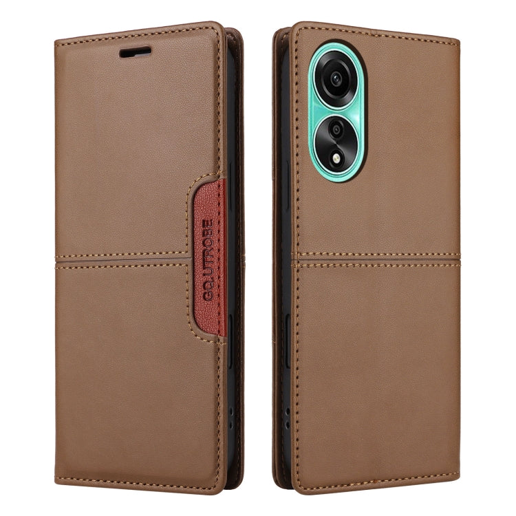 For OPPO A78 4G GQUTROBE G01 RFID Anti-theft Leather Phone Case(Brown)