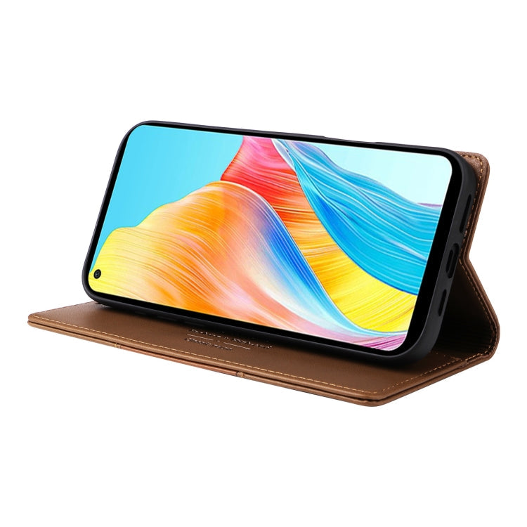 For OPPO A78 4G GQUTROBE G01 RFID Anti-theft Leather Phone Case(Brown)