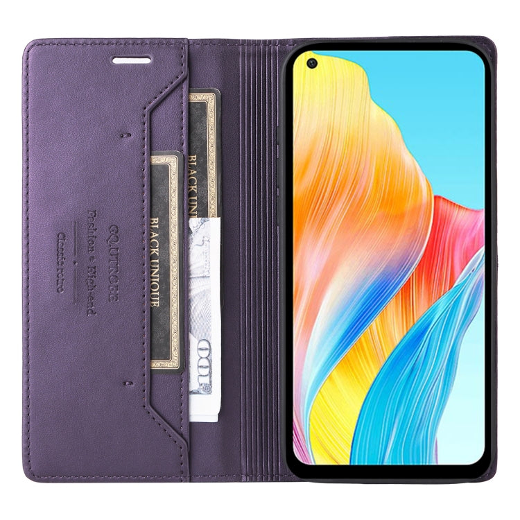 For OPPO A78 4G GQUTROBE G01 RFID Anti-theft Leather Phone Case(Purple)