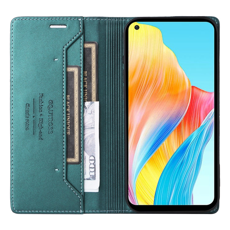 For OPPO A78 4G GQUTROBE G01 RFID Anti-theft Leather Phone Case(Green)