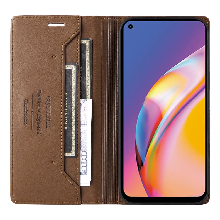 For OPPO A94 / Reno6 Z GQUTROBE G01 RFID Anti-theft Leather Phone Case(Brown)