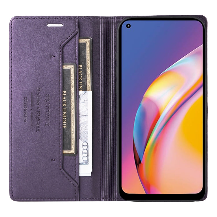 For OPPO A94 / Reno6 Z GQUTROBE G01 RFID Anti-theft Leather Phone Case(Purple)