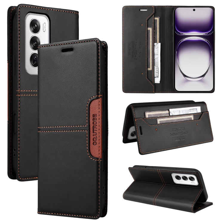 For OPPO Reno12 5G Global GQUTROBE G01 RFID Anti-theft Leather Phone Case(Black)