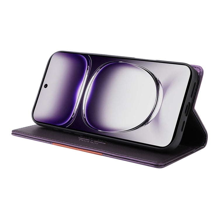 For OPPO Reno12 5G Global GQUTROBE G01 RFID Anti-theft Leather Phone Case(Purple)
