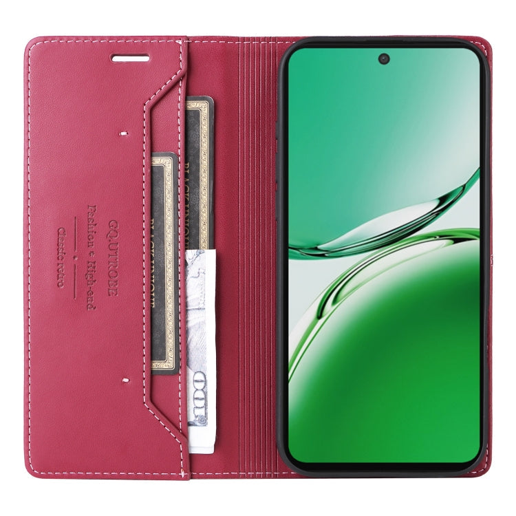 For OPPO Reno12 F 5G GQUTROBE G01 RFID Anti-theft Leather Phone Case(Red)
